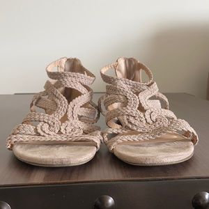 Lauren Conrad Strappy Nude Sandals.